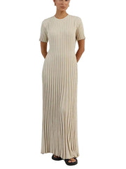 Women Elegant Solid Ribbed Bodycon Knitted Dress