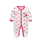 Newborn pure cotton double button crawling jumpsuit closed clothing
