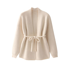 Women Elegant Waist Tie Up Sweater