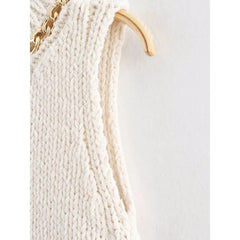 Women Classic Sleeveless Asymmetrical Tanks Top with Chain Detail
