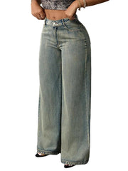 Women Casual High Waist Wide Leg Jeans