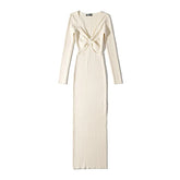 Women Deep V-neck Knot Evening Dress