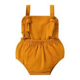Newborn Girl Sleeveless Ruffles Elastic Waist Bodysuit