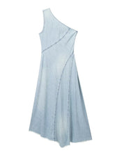 Women Asymmetric Denim Beach Midi Long Dresses