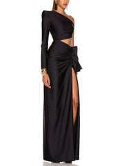 Women Casual Black Off Shoulder Stretch Dress