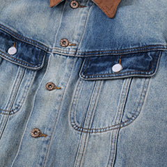 Men Casual Contrast Collar Denim Jacket