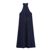 Women Halter Neck Denim Dress