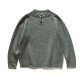 Men Casual Knit Buttoned Baseball Collar Sweaters