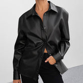 Women Casual Loose Leather Shirt