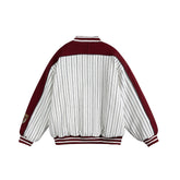 Unisex Letter Embroidered Striped Cotton Varsity Jacket