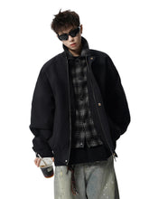 Men Checkered Patchwork Retro Street Baseball Jacket
