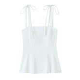 Woman Tie Up Knitted Short Tank Top