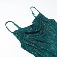 Women Elegant Evening Sequin Strap Dress