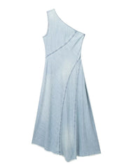 Women Asymmetric Denim Beach Midi Long Dresses