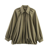 Women's Collar long sleeved puffy jacket