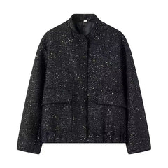 Women Bead Embellished Collar Jacket