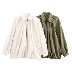 Women's Collar long sleeved puffy jacket