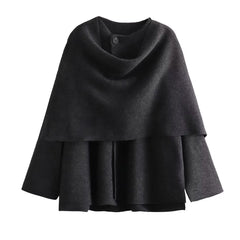Women Winter Knitted Asymmetric Cape Coat