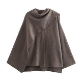 Women Woolen Long Sleeved Cape Coat