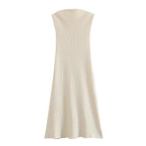 Women Elegant Knitted Backless Sleeveless Dress