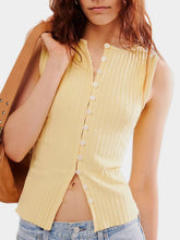Women Button Down Round Neck Sweater Vest