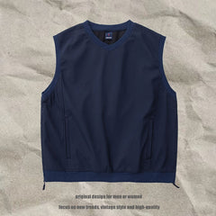 Men Sports Side Zip Retro Crew Neck Vest
