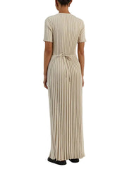 Women Elegant Solid Ribbed Bodycon Knitted Dress