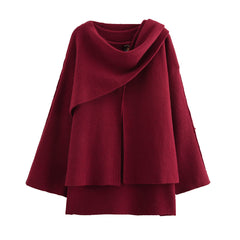 Women Woolen Long Sleeved Cape Coat