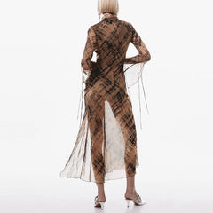 Women Vintage Print Boho Long Dresses