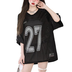 Kids Girls Casual Printed Mesh Baseball T-shirt