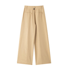 Women Casual Loose Double Pleated Straight Leg Pants