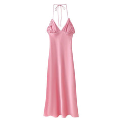 Women Casual Satin Textured Camisole Dress