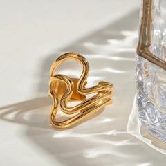 Accessories Women Stainless Steel Corrugated Open Ring