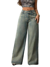 Women Casual High Waist Wide Leg Jeans