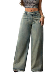 Women Casual High Waist Wide Leg Jeans
