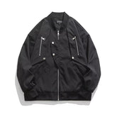 Men High Street Multi Zipper Niche Loose Bomber Jacket