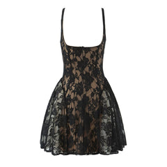 Light luxury camisole slimming low cut lace dress