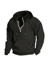Simple Half-Zip Hoodie Casual Sport Solid Color Hooded Sweatshirt