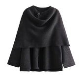 Women Winter Knitted Asymmetric Cape Coat
