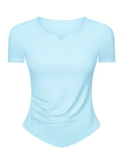 Women Active Notched Short Sleeve T-Shirt