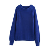 Women Casual Round Collar Pullover Knitted Sweater