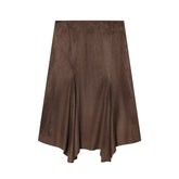 Women Casual Asymmetric Suede Effect Skirt