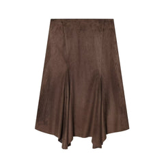 Women Casual Asymmetric Suede Effect Skirt