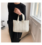 Large Capacity Simple Unique Handheld Bag Cotton Coat Shoulder Fashion Embroidery Tote Bag