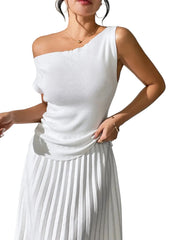 Women Casual Oblique Sleeve Knit Tops