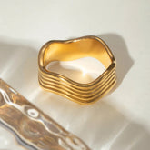 Accessories Women Stainless Steel Corrugated Ring
