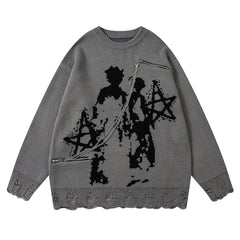 Women Abstract Design Woolen Sweater