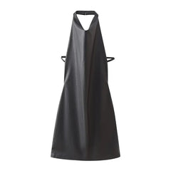 Woman Sexy Backless Leather Mini Dress