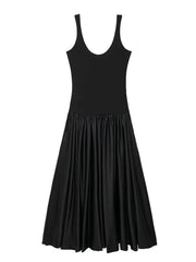 Women Elegant Low Waist Sleek Black Dresses