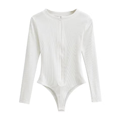 Women Long Sleeved Zipped Jumpsuit